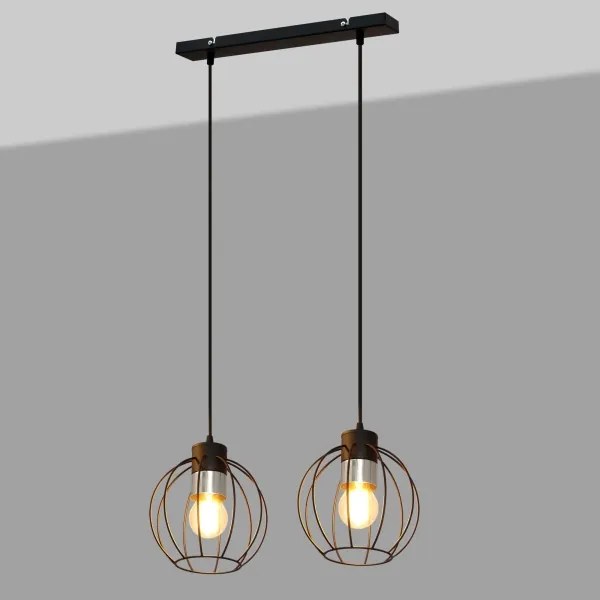 Lampadario a sospensione con filo STARLIGHT 2xE27/15W/230V nero/argento