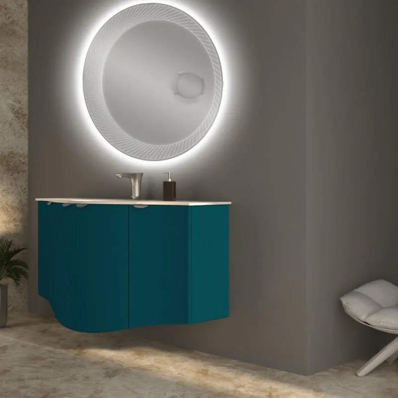 Mobile sottolavabo e lavabo Onda blu petrolio L 138 x H 70 x P 51 cm 1 vasca