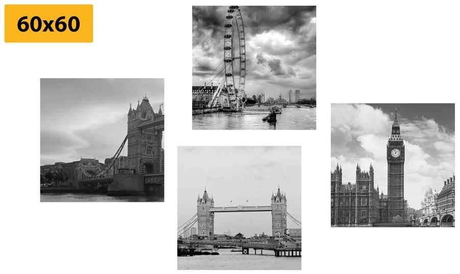 Set di quadri – Londra misteriosa in bianco e nero
