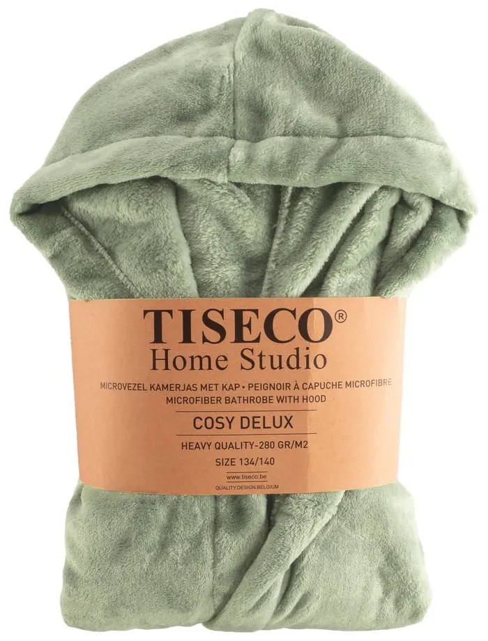 Accappatoio per bambini verde in micropile 134-140 Delux – Tiseco Home Studio