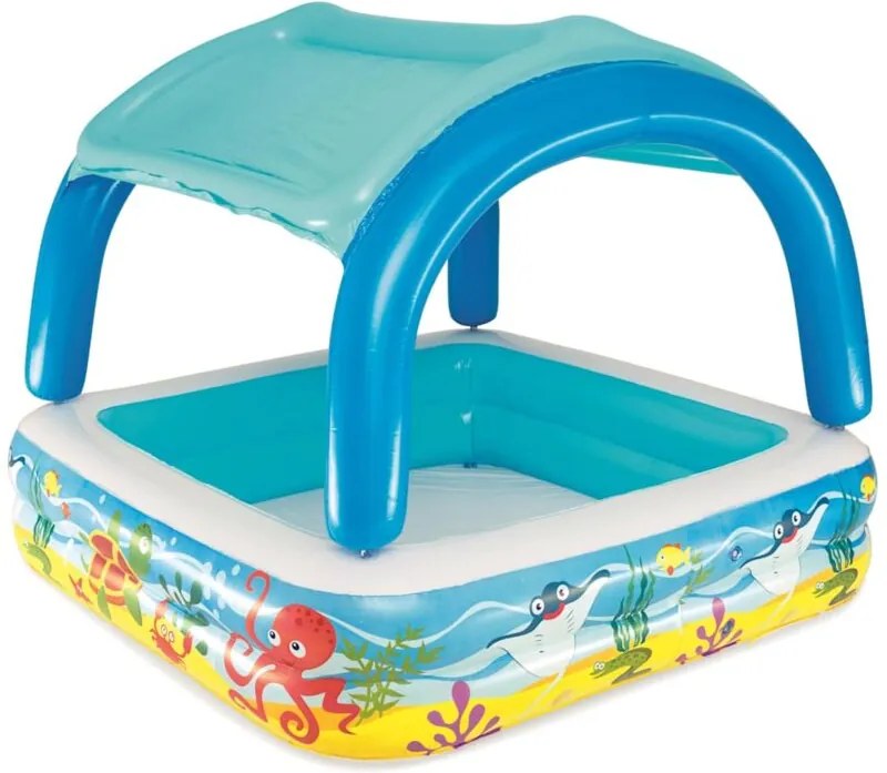 Bestway - Piscina da Gioco con Tettoia Blu 140x140x114 cm 52192