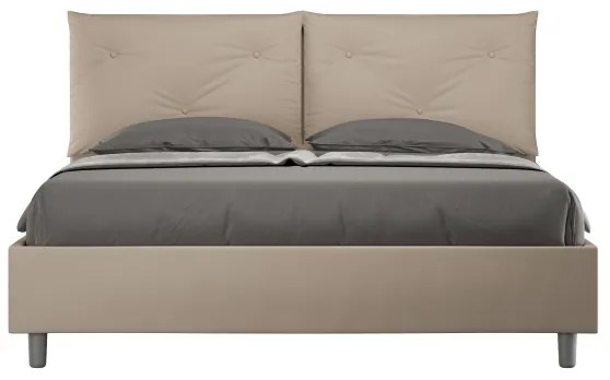 Letto matrimoniale contenitore imbottito 160x190 similpelle tortora Appia
