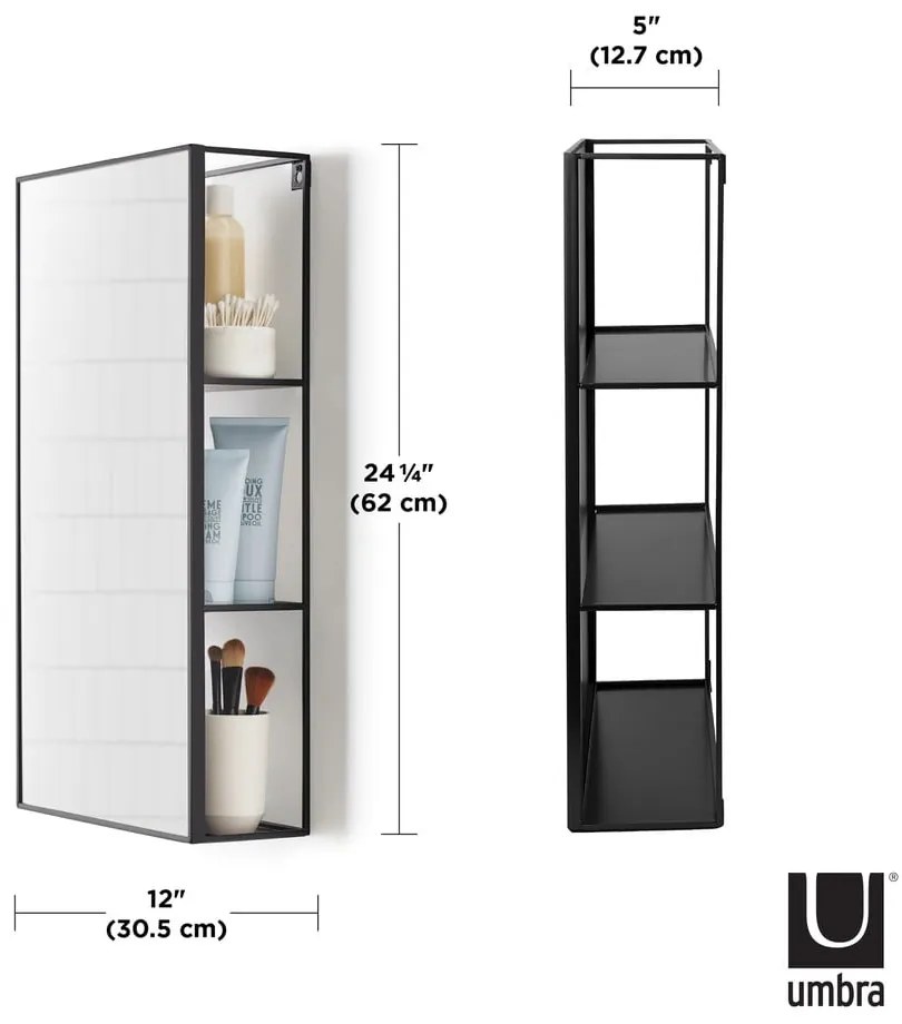 Specchio a parete con mensola 30x62 cm Cubiko - Umbra