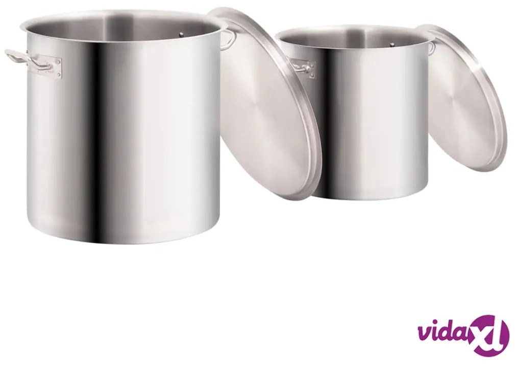 vidaXL Set di Pentole 2 pz 50/25 L in Acciaio Inossidabile
