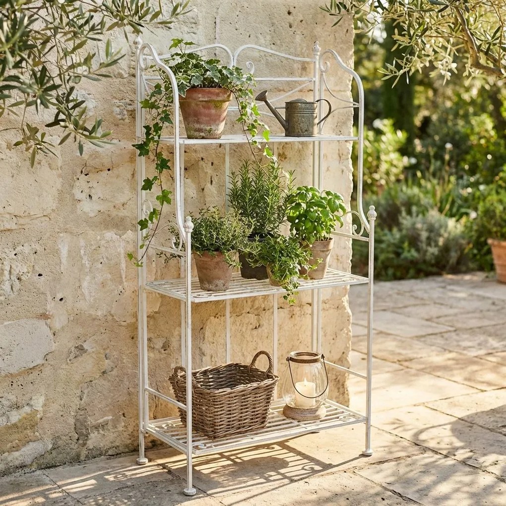 DORIANE - scaffale 3 piani stile provenzale in ferro verniciato