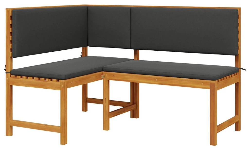 Set da pranzo da giardino 2 pezzi con cuscini in legno massello di acacia