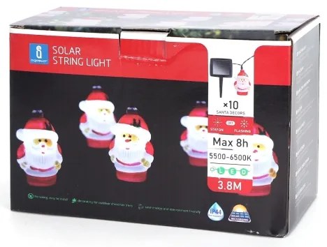 Aigostar - Catena solare a LED, 10 LED, 3,8 m, IP44, bianco freddo