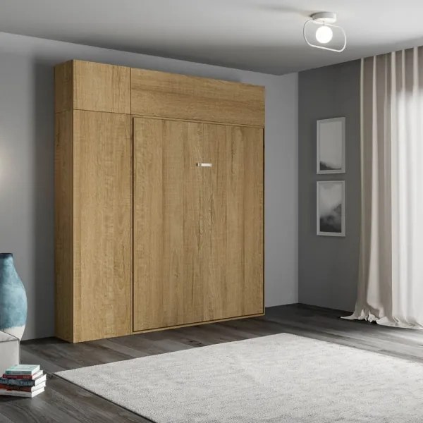 Letto matrimoniale a scomparsa 160 cm con mobili Quercia KENTARO