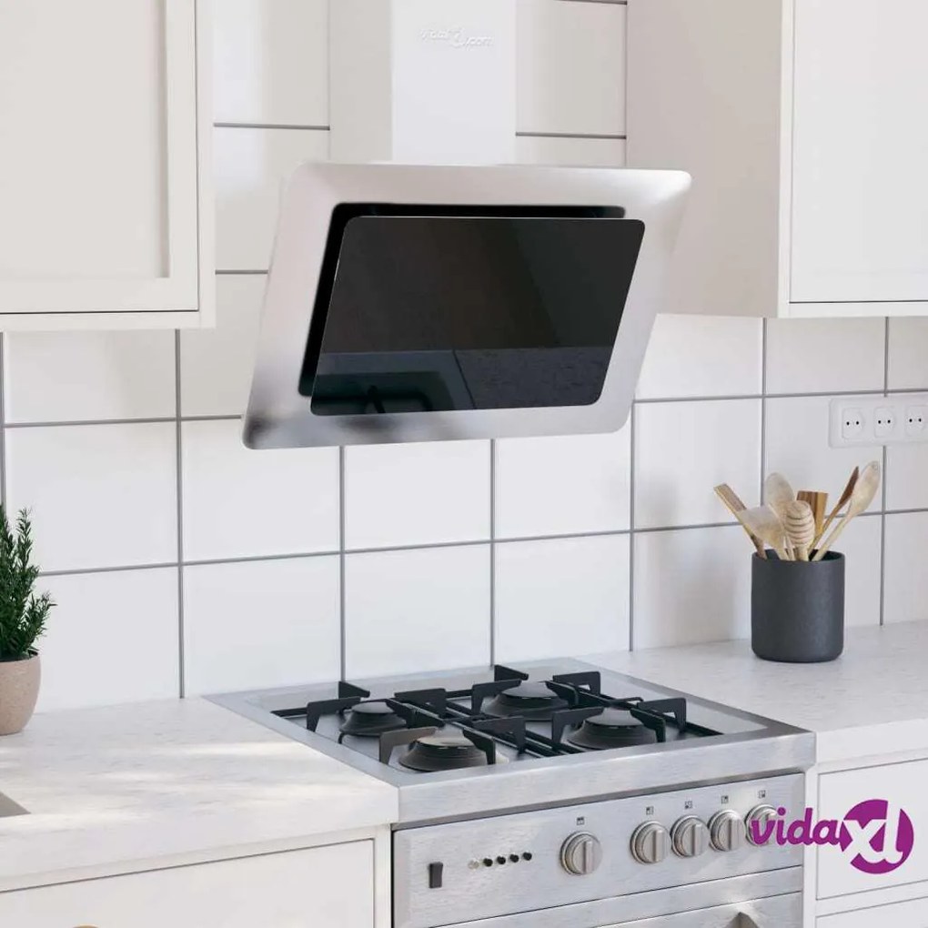 vidaXL Cappa a Parete 60 cm in Acciaio Inox e Vetro Temperato Argento