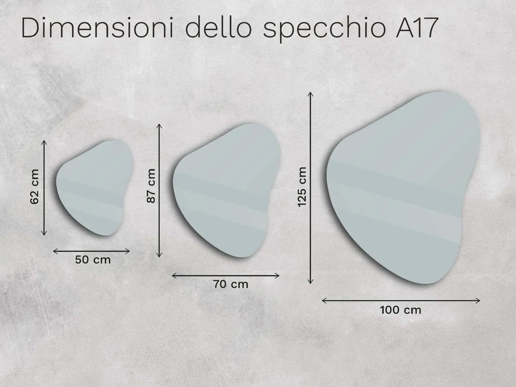 Specchio organico LED con illuminazione A17 50x62