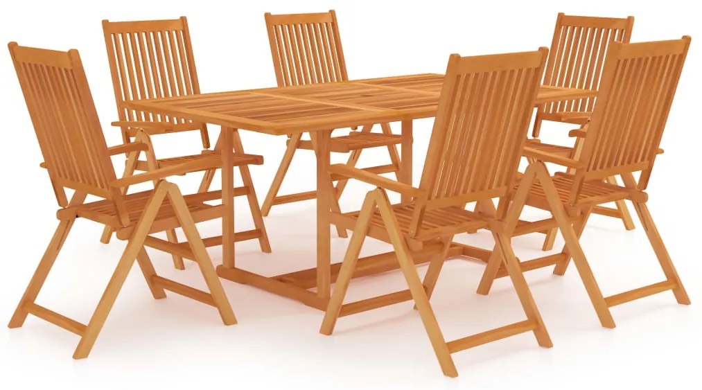 Set Da Pranzo Da Giardino 7 Pz İn Legno Massello Di Teak /