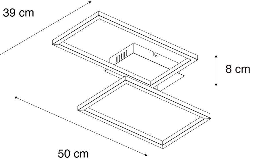 Plafoniera quadrata nera dimmerabile a 3 step - Plazas Novo