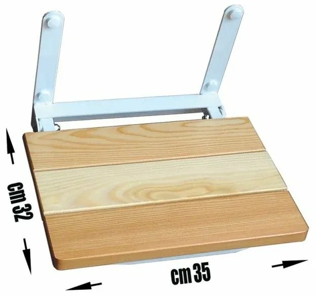 Sedile doccia a muro con seduta pieghevole 35x32 in legno di larice