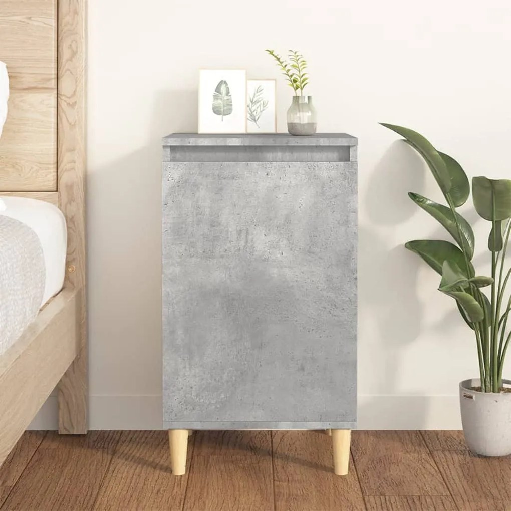 Comodino Grigio Cemento 40x35x70 Cm İn Legno Multistrato /