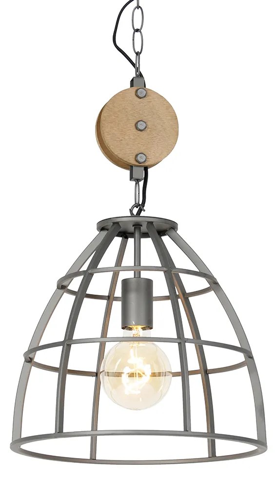 Lampada a sospensione intelligente grigio scuro con legno 34 cm incl. Wi-Fi G95 - Arthur