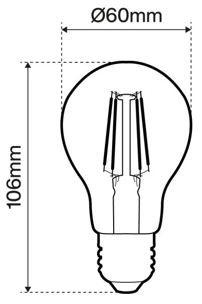 Lampada LED E27 4W a Filamento 1800K, No Flickering - A60 Colore Bianco Molto Caldo 1.800K