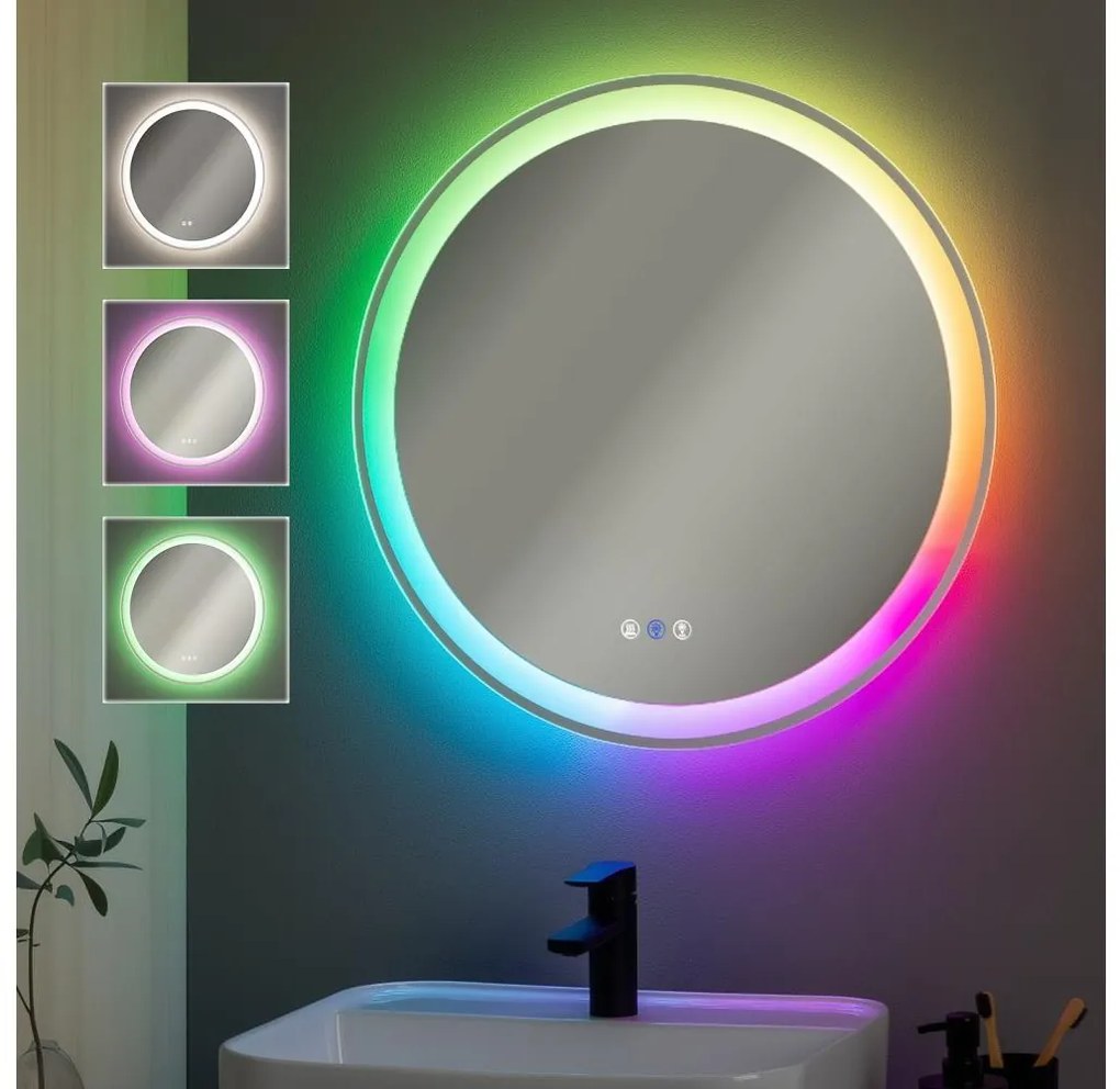 Brilagi- Specchio riscaldato LED RGBW dimmerabile con retroilluminazione AVA PRO LED/18W/230V ø 60 cm IP44