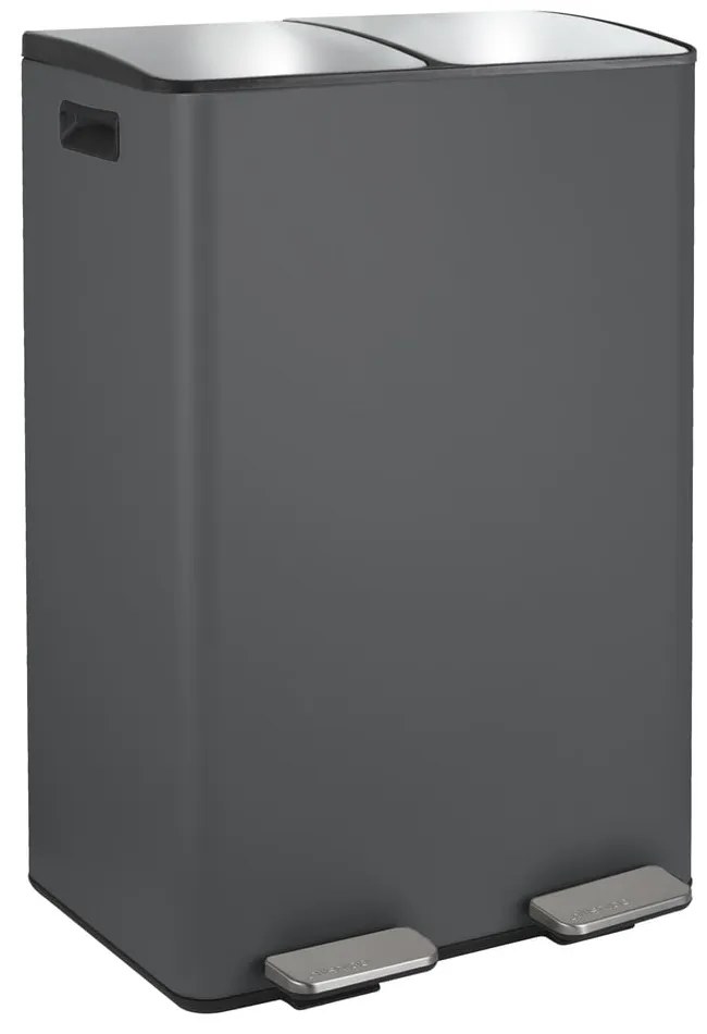 Cestino per la spazzatura grigio scuro in acciaio per raccolta differenziata/con pedale 2x30 l Aliya – Spirella