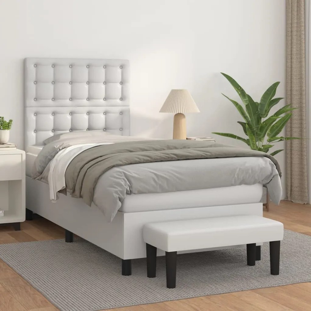 Giroletto A Molle Con Materasso Bianco 90x190 Cm İn Similpelle /
