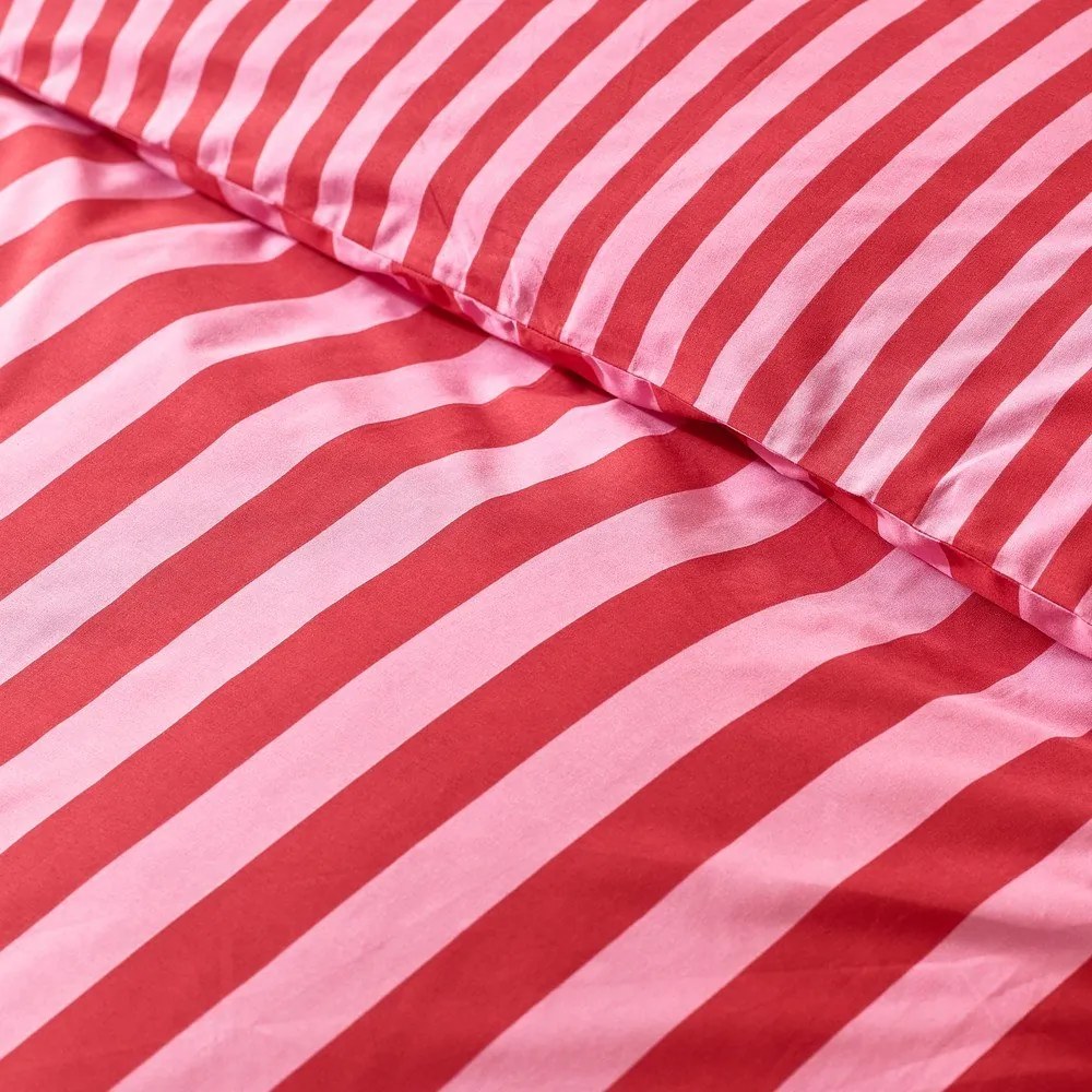 Set copripiumino e federa rosso/rosa per letto matrimoniale 3 pezzi 200x200 cm Stripe Tease – Sassy B