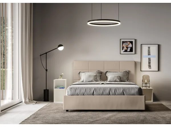 Letto matrimoniale senza rete imbottito 160x210 similpelle tortora Mika