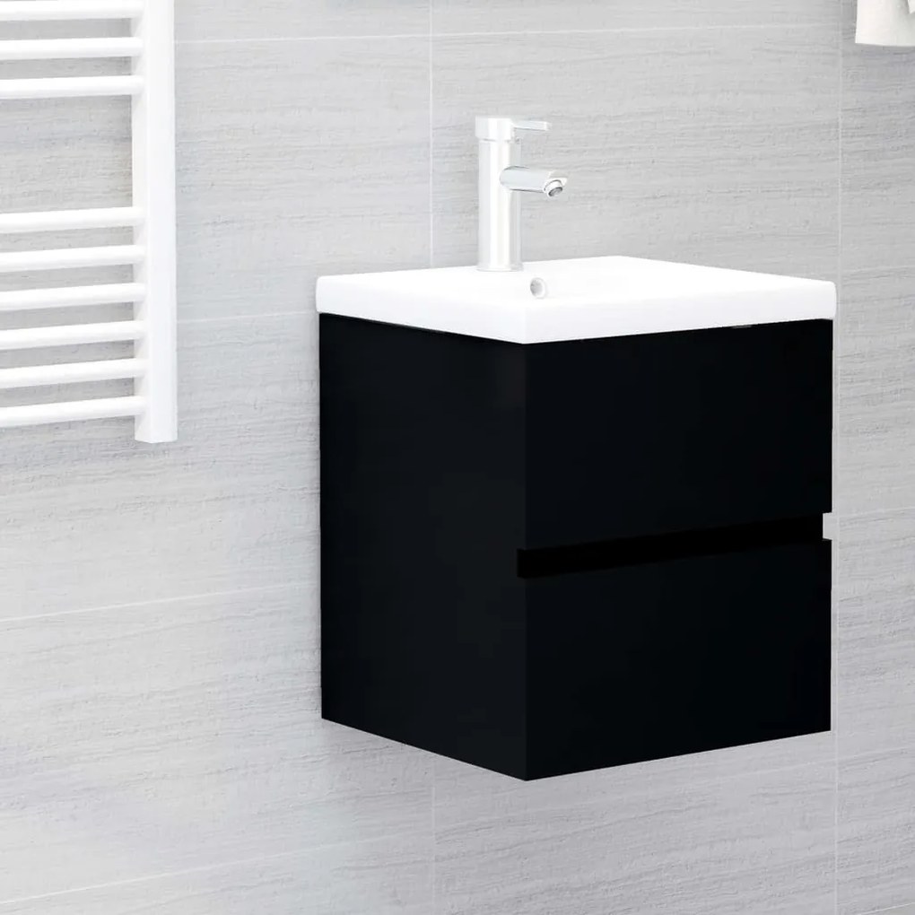 Mobile Lavabo Nero 41x38,5x45 Cm İn Legno Multistrato /