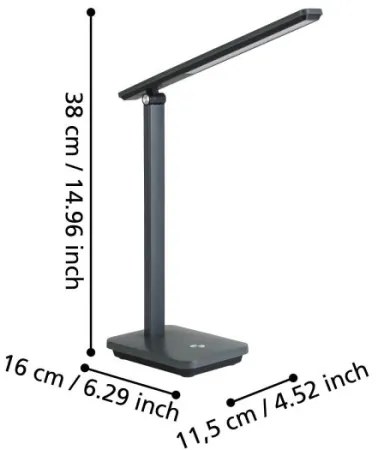 Eglo 900957-LED Lampada da tavolo ricaricabile dimmerabile INIESTA 3,6W/5V 1800mAh grigio