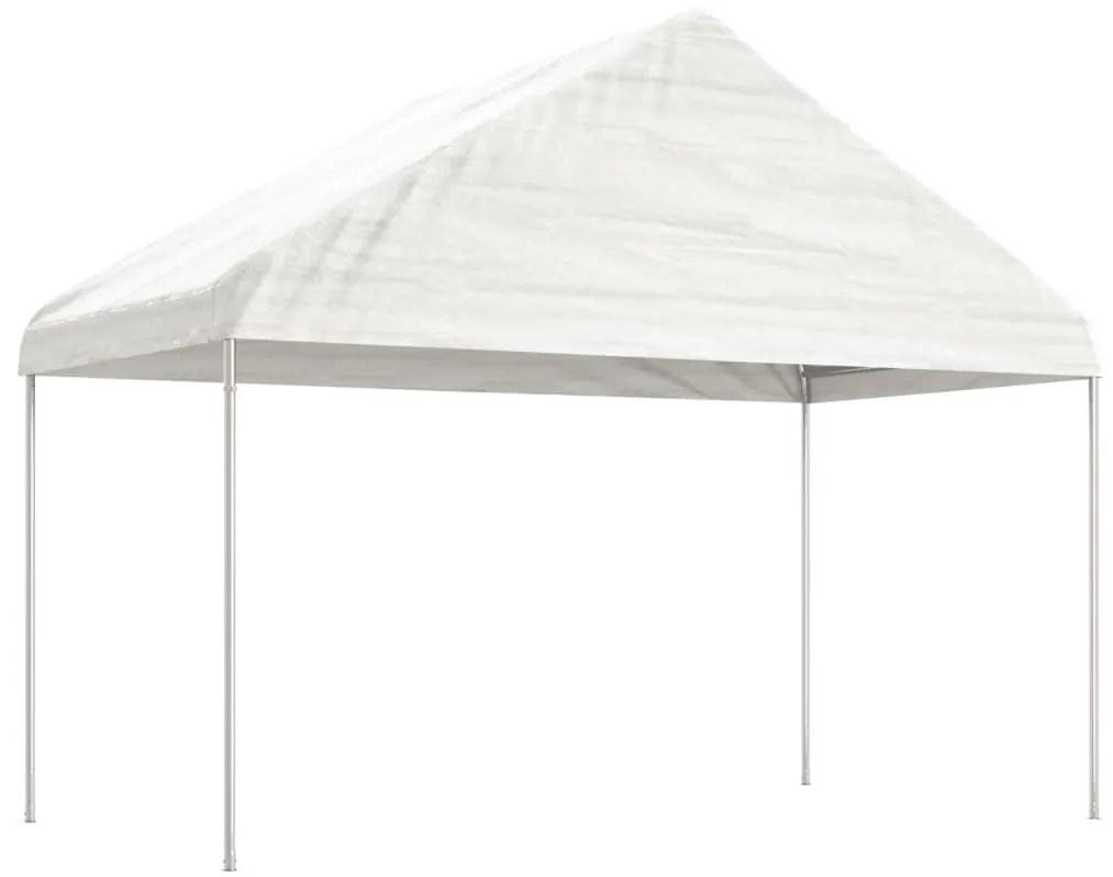 Gazebo Con Tetto Bianco 4,08x2,23x3,22 M İn Polietilene /