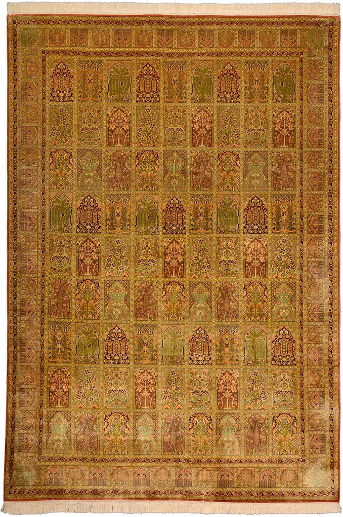 Cashmere Silk Tappeto 220 x 310 Rosso (Indian) Annodato A Mano