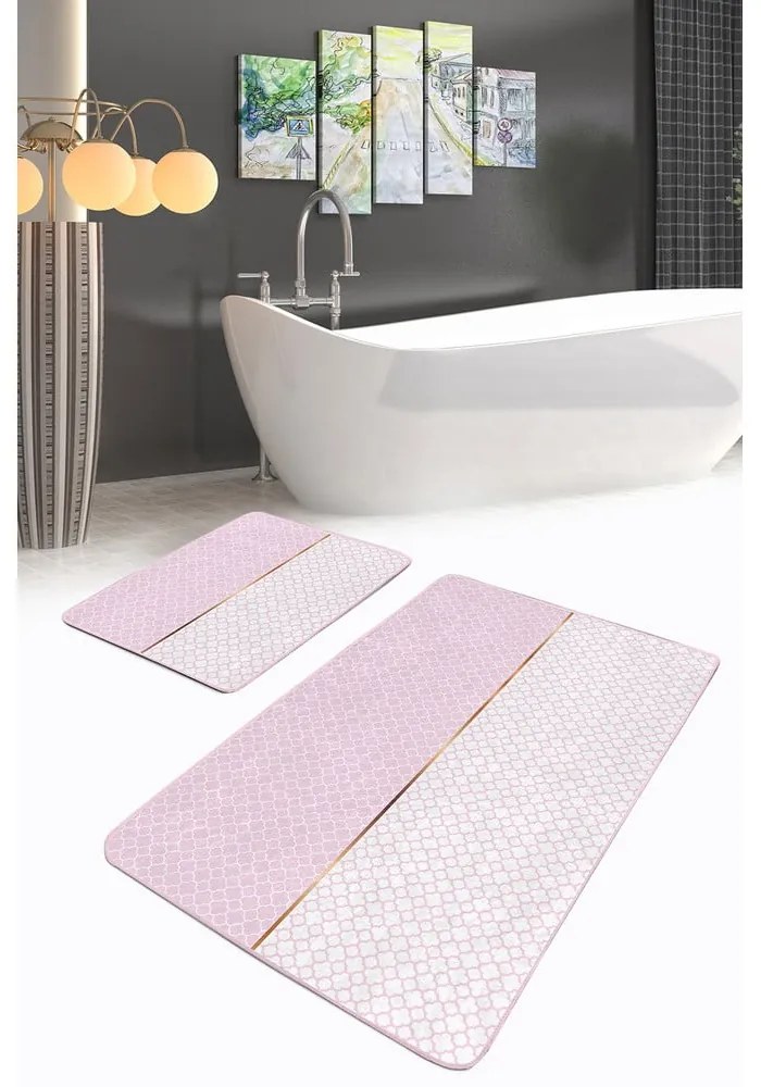 Tappetini da bagno rosa in set da 2 100x60 cm - Minimalist Home World