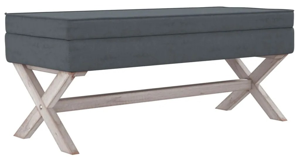 Sgabello portaoggetti grigio scuro 110x45x49 cm in velluto