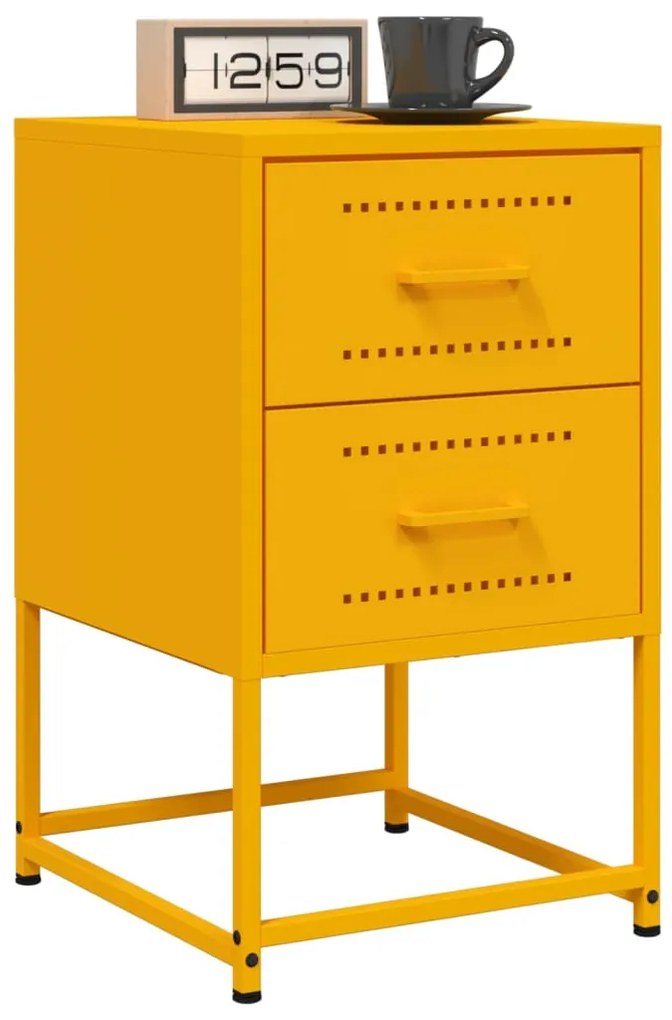Comodini 2 Pz Giallo Senape 36x39x60,5 Cm İn Acciaio /