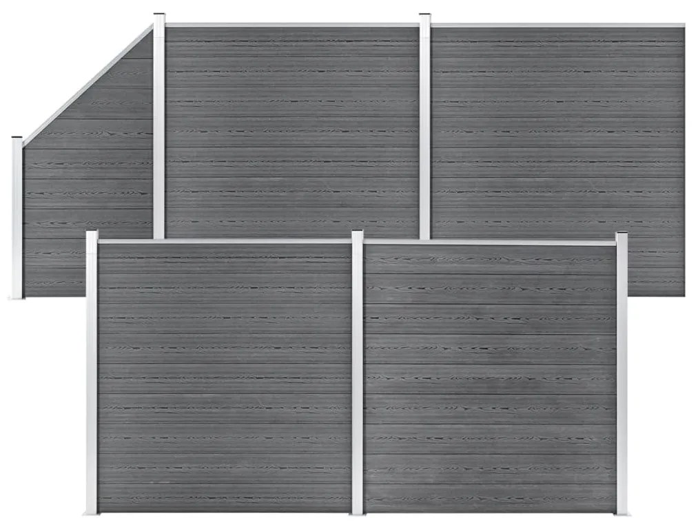 Pannelli Recinzione Wpc 4 Quadrati 1 Inclinato 792x186 Cm Grigi /