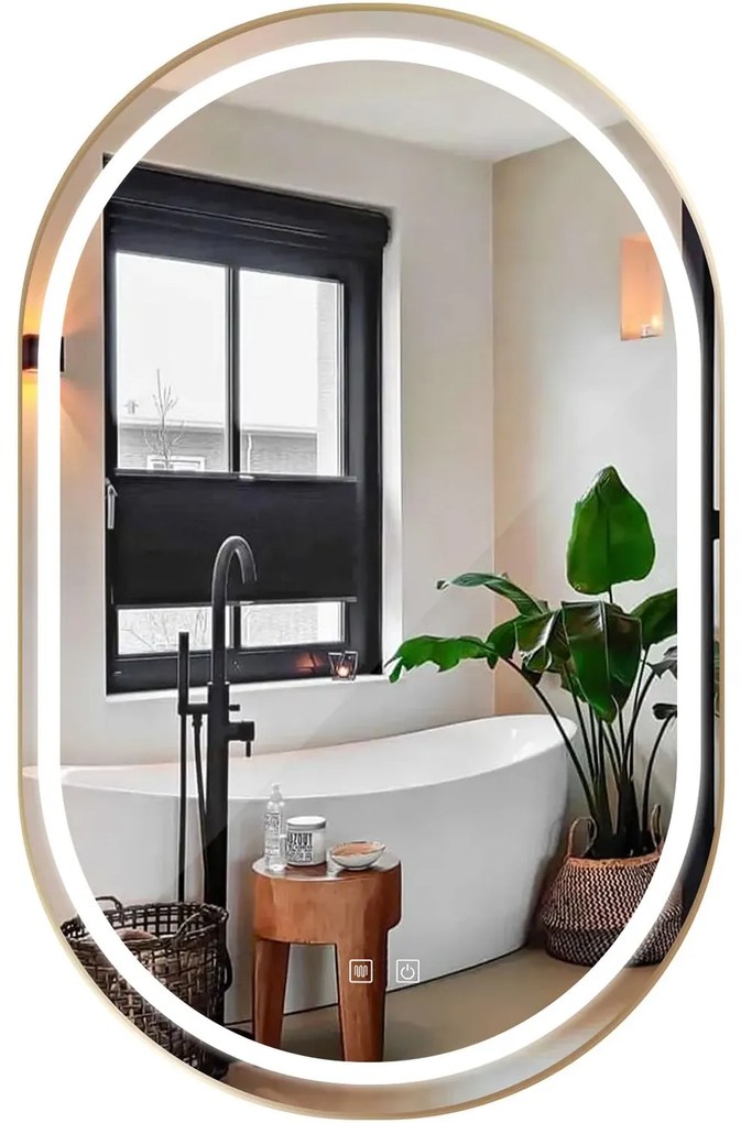 Specchio LED OLL 60x90 cm Brush Gold