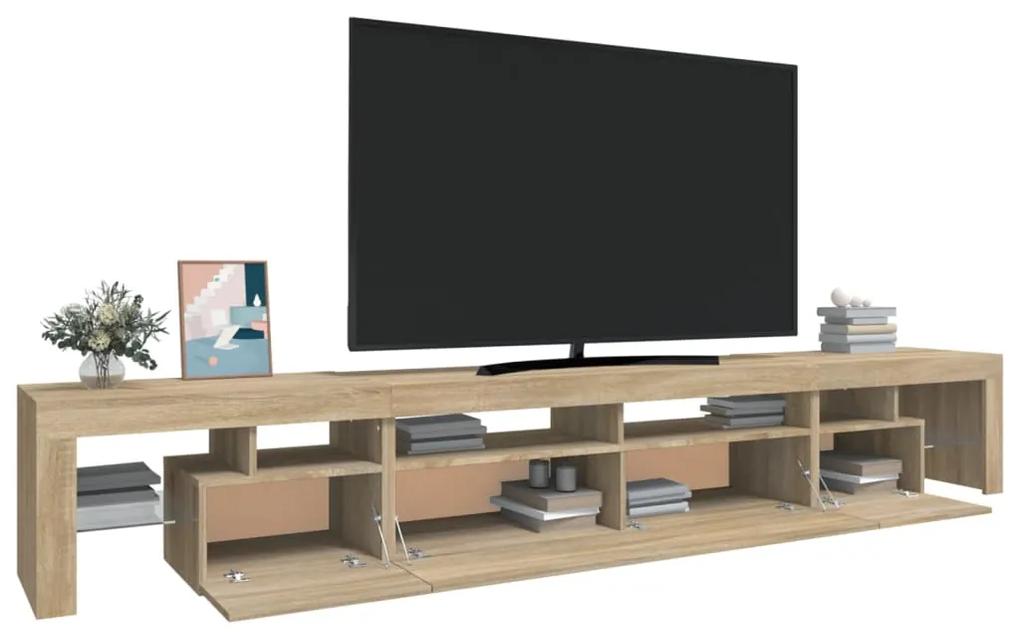 Mobile Porta TV con Luci LED Rovere Sonoma 260x36,5x40 cm