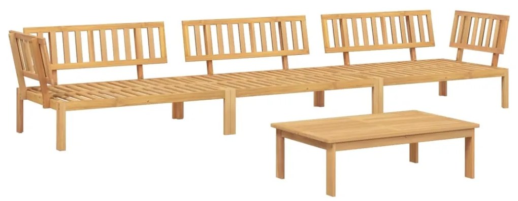 Set divano pallet da giardino 4 pz in legno massello di acacia