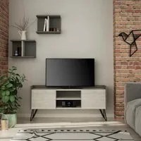 Mobile TV 2 Ante 2 Mensole 56,5x125,5x33 cm in MDF Klappe Antracite e Bianco