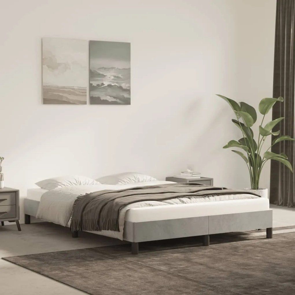 Giroletto Senza Materasso Grigio Chiaro 140x200 Cm Velluto /