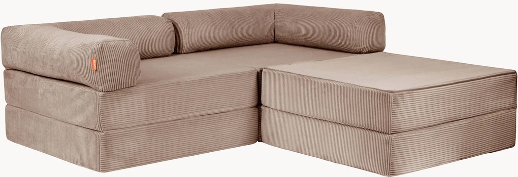 Divano angolare modulare in velluto a coste Family Funzy