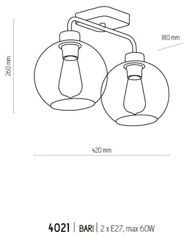 Lampadario a plafone BARI 2xE27/60W/230V
