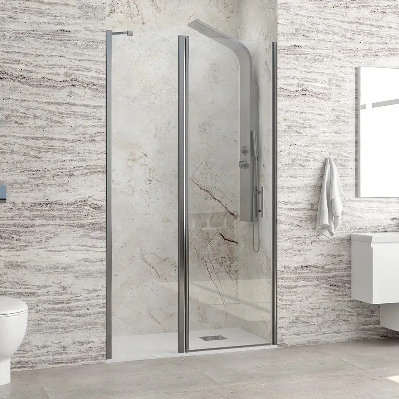 Porta doccia battente con laterale fisso 120.5-125.5 cm | KPX4000C - KAMALU