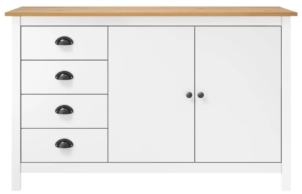 Credenza hill bianca 130x40x80 cm in legno massello di pino