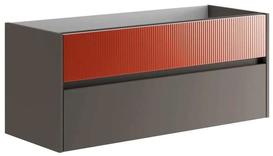 Mobile da bagno sospeso sotto lavabo L 119.5 x H 50 x P 45.5 cm rosso opaco, 2 cassetti Niwa