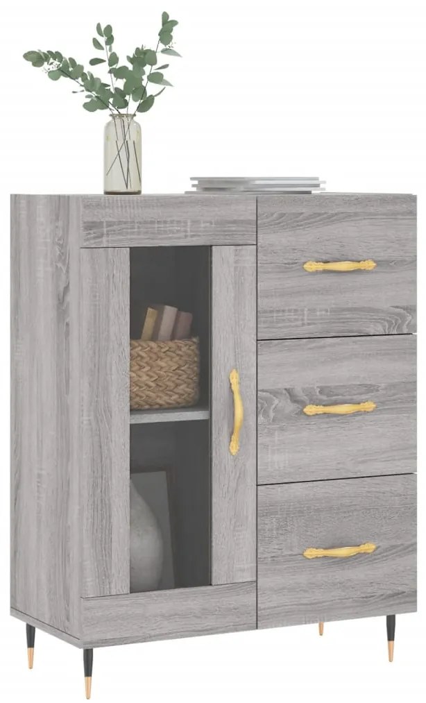 Credenza grigio sonoma 69,5x34x90 cm in legno multistrato