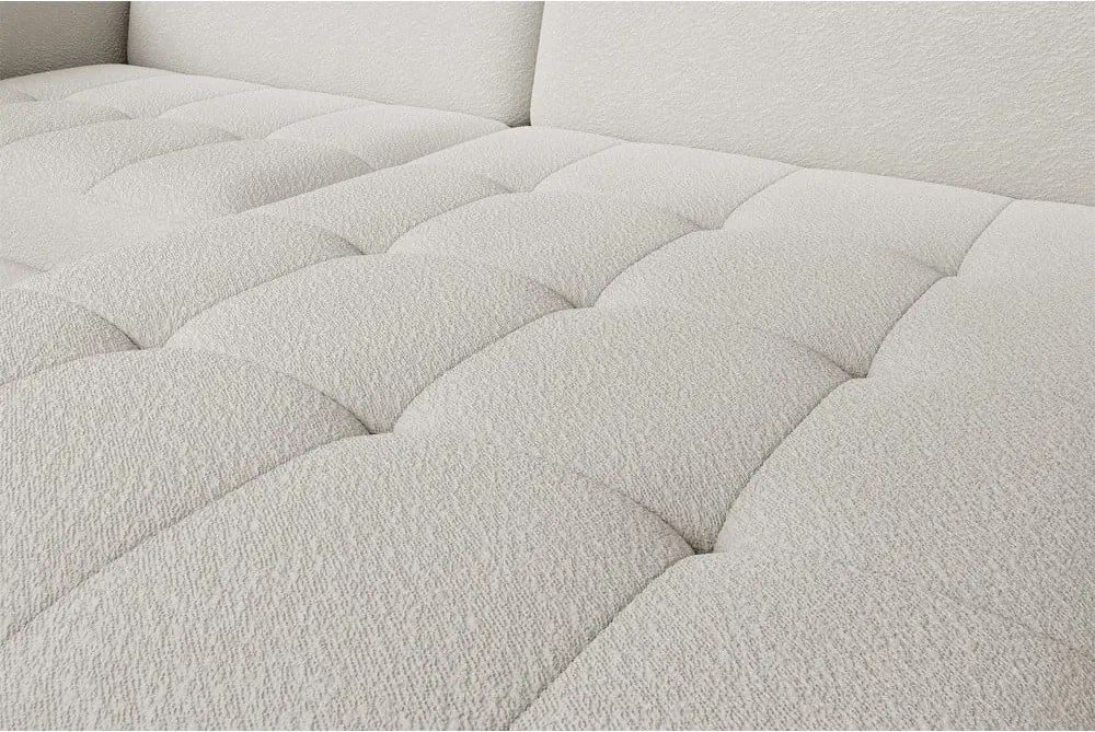Divano angolare color crema allungabile/con contenitore (con penisola a destra/con chaise lounge) e rivestimento in bouclé Gomsi – ELTAP