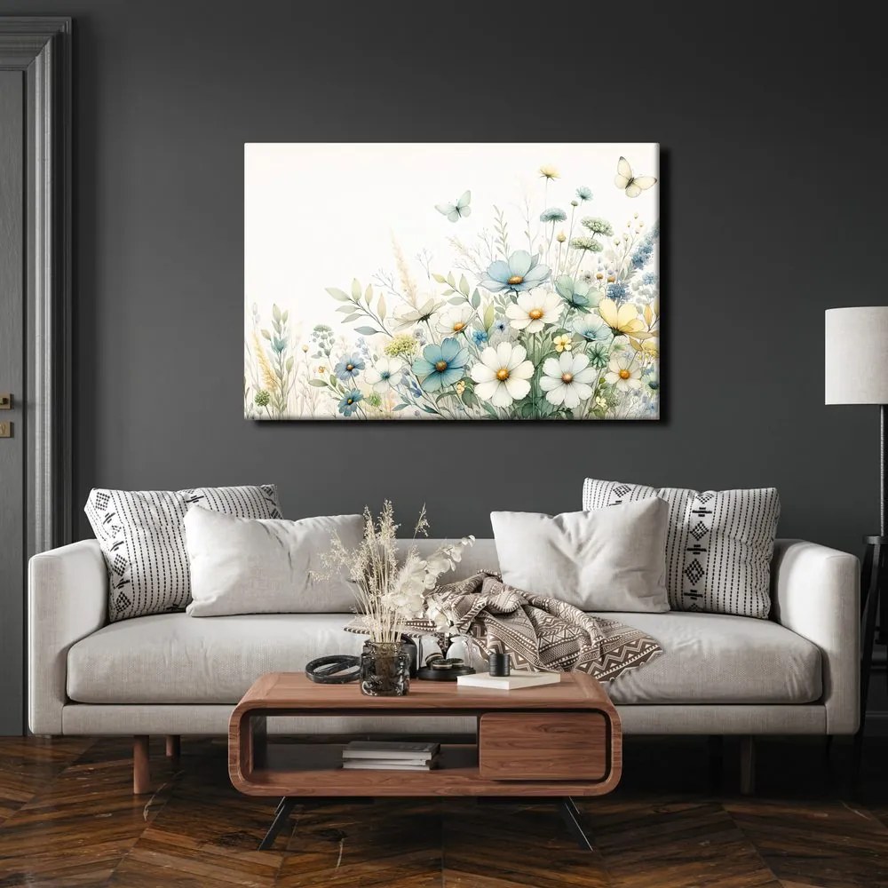 Quadro su tela – Fiori e farfalle estive