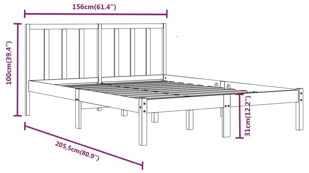 Giroletto Grigio in Massello di Pino 150x200 cm King Size