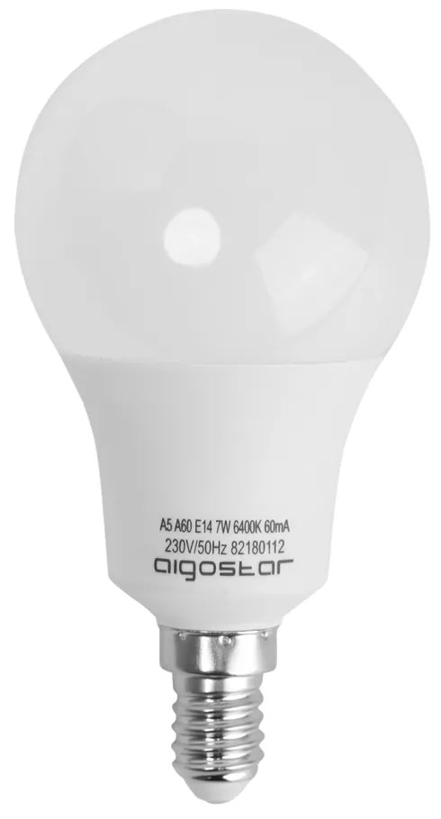 Lampadina Led E14 A60 a bulbo 8W Bianco freddo 6400K Aigostar