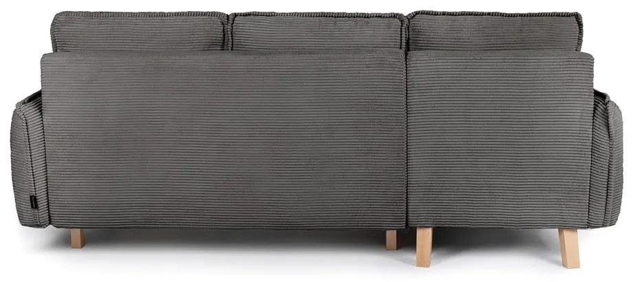 Divano letto variabile in velluto a coste grigio divano angolare Tori - Bonami Selection