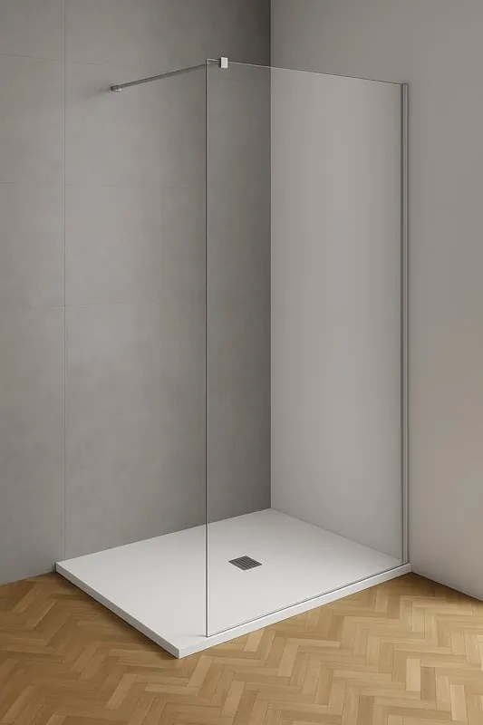 Box doccia walk-in Alba, vetro 6 mm, H 200 cm, profilo cromo